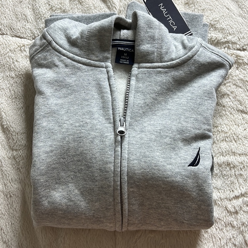 Nautical Grey Navy Blue Hoodie 
Size Medium 10/12
New !!!
Ships immediately!!